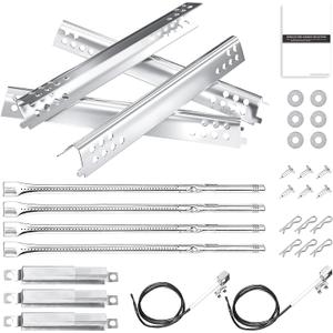 Hisencn Grill Replacement Parts for Charbroil Advantage Series 4 Burner 463344116, 466344116 Gas Grill, 14 3/8" Grill Burners Tube,15 1/2" Heat Plate Tent Shield,Adjustable Carryover Tube,G361-0003-W1