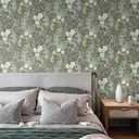 HeloHo 16.14" X 393.7" Green Floral Wallpaper Peel and Stick Self Adhesive Removable Wallpaper Waterproof Contact Paper for Living Room Bedroom Decor