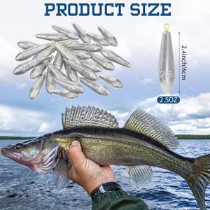 Landhoow Drop Shot Fishing Sinker Weights Kit Freshwater Catfishing Fishing Sinker Bass Casting Removable Line Saltwater Streamlined Snap Weight for Trolling Surf Tackle 11 PCS