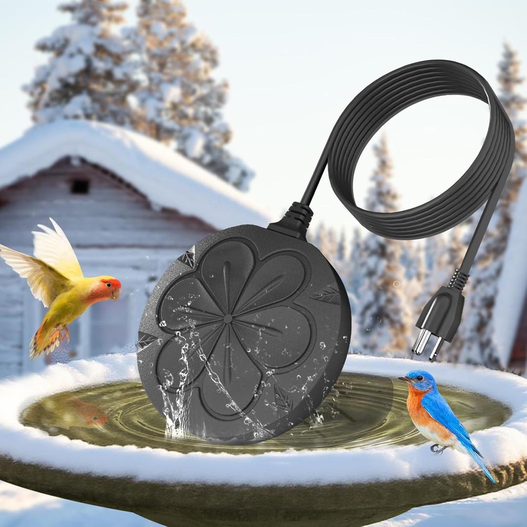 110W Bird Bath Heater for Outdoors in WinterSubmersible Pond Deicer,Cast Aluminum Thermostatic Chicken Water Heater (Black)
