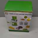 Manual Rotary Cheese Grater Round Vegetable Potato Carrot 3 Interchangeable Cheese Grater Mandoline Slicer with Power Suction Base "Blue"