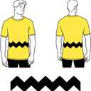 Charlie Zig Zag Line Iron on Transfer for Shirt Decals Brown Cosplay Patches Sticker for Birthday Halloween Costume Chuck DIY Appliques (Extra Large 3XL and Up)