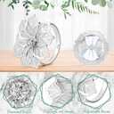 Dandat 100 Pcs Charger Plate Bulk 13'' Floral Reef Plates with Napkin Ring Plastic Dinner Charger Hollow Out Flower Napkin Holder Plastic Plate for Table Setting Wedding Party (Silver)