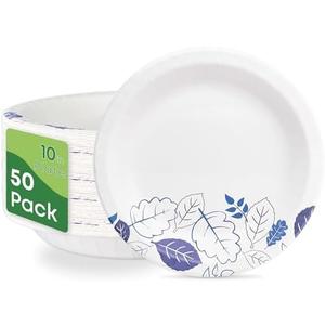 Paperjoy Ultra Paper Plates 10 Inch For Everyday Use,50 Count Disposable Plates For All Occasions ，Soak Proof, Cut-Proof,Microwaveable,Heavy-Duty Round Dinner Plates For Parties and Daily Use, Pack Of 2