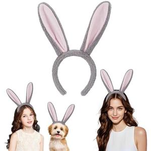 Edoneery Reindeer Antlers Headband for Women, Christmas Furry Deer Antlers Animal Ears Hairband for Cosplay Party Costume