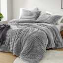 Intelligent Design Twin Comforter Set, Cozy Plush Bedding, Microfiber Reverse, 2 Piece, Lightweight, Super Soft Ribbed Velvet Comforter 1 Sham, All Season Fluffy Bed Set, Avril, Twin/Twin XL Grey