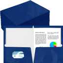 Yeaqee 100 Pack 2 Pockets Glossy Laminated Paper Folder First Day of School Presentation Folder Letter Size Two Pocket File Portfolio Holder Back to School Items Bulk for Teacher Office (Blue)