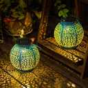 TAKE ME 2 Packs Solar Lanterns Outdoor Lights Waterproof Garden Lanterns for Patio,Outside Mothers Day Gifts Mom Wife Grandma Birthday Gifts [Set of 2] (Blue)
