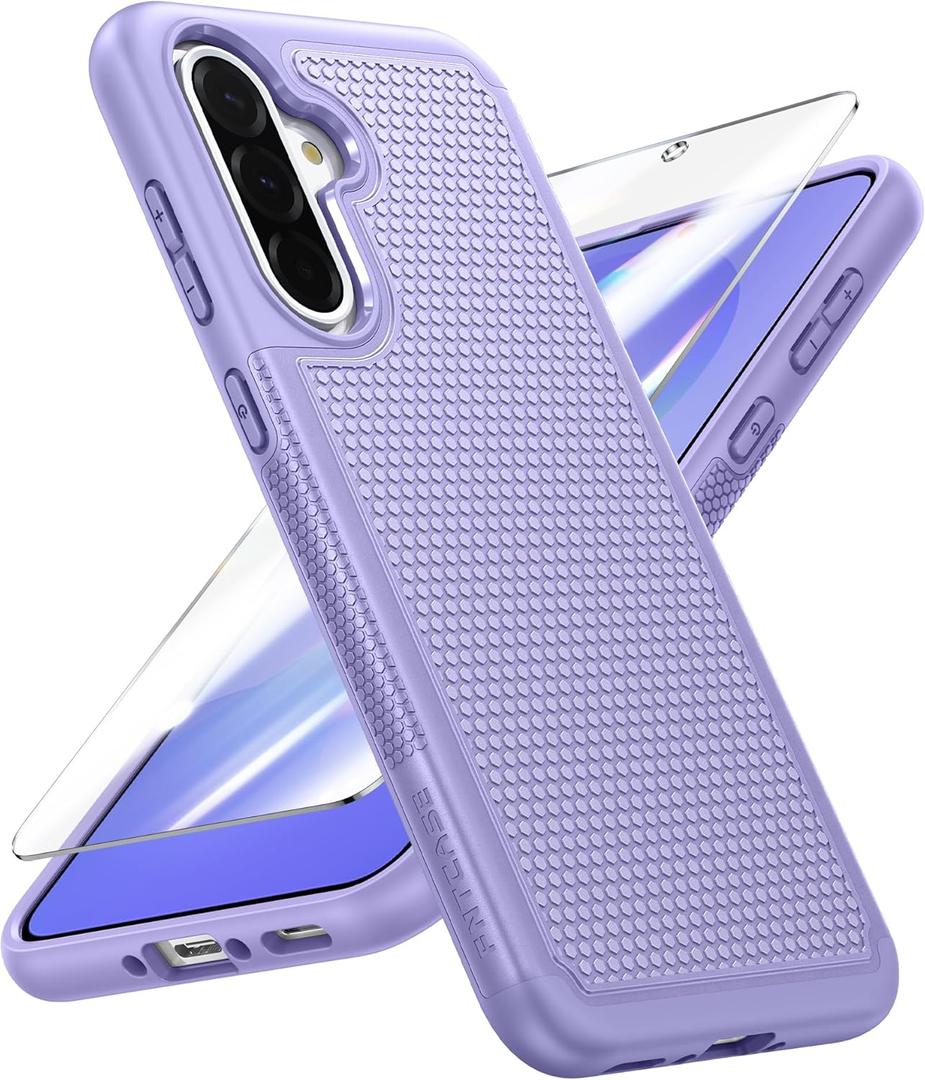 FNTCASE for Galaxy A36-5G Phone Case - A56-5G Military Grade Drop Protection, 14ft Drop Tested, Screen Protector Included, Anti-Slip Matte Textured, TPU+PC Dual Layer Shockproof Cover (Light Purple)