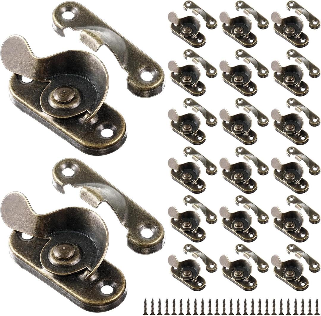 Hicarer 20 Pack Steel Window Sash Lock Casement Window Lock CTC 2", Windows Locks Security Replacement for Single/Double Hung Wood Windows(Antique Brass)