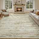 Washable Large Area Rugs 8x10 for Living Room Bedroom Dining Room, Luxury Cozy Neutral Retro Distressed Stain Resistant Beige Rug, Soft Faux Wool Non Slip Indoor Foldable Carpets