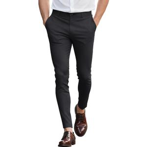 GINGTTO Mens Dress Pants Slim Fit Stretch Chino Pants for Men (36, Black)