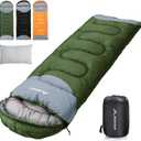 BISINNA 0 Degree Winter Sleeping Bags(480GSM) for Adults-Cold Weather Camping Sleeping Bag-Comfortable Warm Portable Sleeping Bags with Pillow Compression Sack for Backpacking Hiking Outdoor (2.3kg Left Zipper, Black)