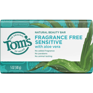 Tom's of Maine Natural Beauty Bar Soap for Sensitive Skin With Aloe Vera, Fragrance-Free, 5oz. 2 Pack