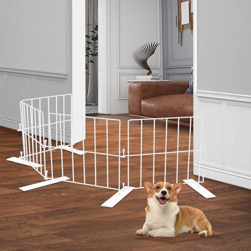 YORWHIN Short Puppy Gate - 17 Inch Height Dog Gate, Metal Free Standing Pet Gates, Expands Up to 48 Inches for Indoor/Outdoor, Step Over Pet Fence for Small Dogs