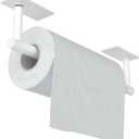 White Paper Towel Holder Under Cabinet, Self Adhesive or Wall Mounted SUS304 Stainless Steel Paper Towel Holder for Kitchen, Bathroom, Farmhouse, Barbecue and Laundry (White)