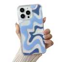 Sayoaho Compatible with iPhone 14 Pro Phone Case, Cute Art Wavy Painted for Women Girls, Soft TPU Edge PC Back Protective Shockproof Phone Case-Yellow (iPhone 14 Pro)