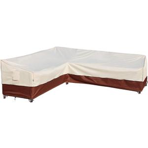Outdoor Sectional Cover-L-Shaped Patio Furniture Covers Waterproof Rip-Stop Anti-UV 600D Outdoor Couch Sofa Cover with 3 Air Vents, Left-Facing, 83''L(104''L) 32''D 31''H (Beige & Reddish Brown)