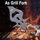 BBQ Grill Accessories for Gas Grill Charcoal Grill, 6 in 1 Grill Tools for Outdoor Barbecue Grill, 14 Inch Grill Utensils, Unique Gill Fork, Dad Gifts, Gifts for Men, Dad, Husband