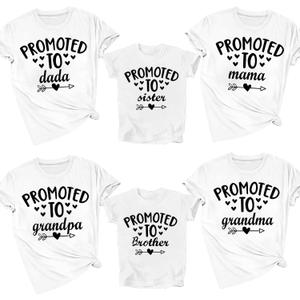 Promoted to Shirts for Family Pregnancy Reveal Boys Girls T-Shirt Baby Announcement Family Matching Tee Tops (White)