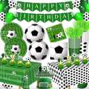 Soccer Party Decorations, Soccer Birthday Party Supplies-Serves ballons forks cups and balloons