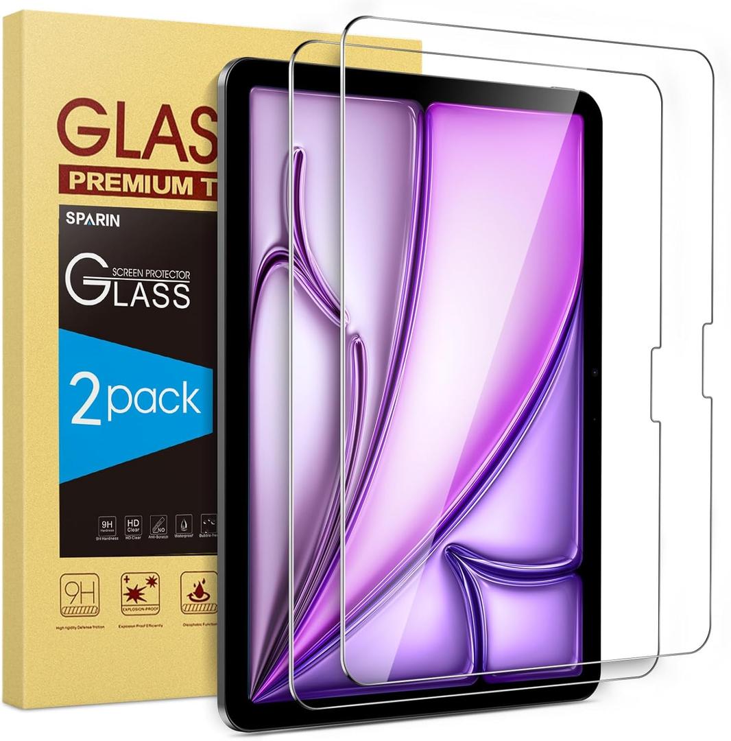 SPARIN Screen Protector for iPad Air 13 Inch M3 2025 & M2 2024 (7th/6th Generation) & iPad Pro 13 Inch M5/M4 8th/7th Gen, Case Friendly/2 Pack Tempered Glass, Support Apple Pencil | M3 2025, M2 2024, 7th/6th Generation, M4 7th Gen, Case Friendly, Support Apple Pencil