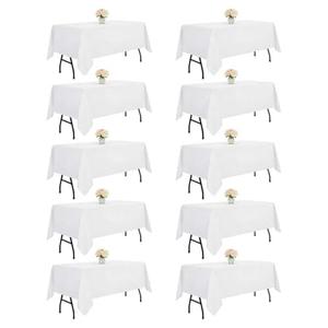 DRESSMAKER 10 Pack White Table Cloth Rectangle 60x102 Inches Polyester Tablecloth for 6ft Tables Washable Fabric Bulk Table Cloths for Party, Wedding Banquet
