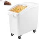 VEVOR 27 Gallon food storage containers 500 Cup Ingredient Bin with Scoop and Sliding Lid Commercial Food Container Ideal for rice storage, dog food container, flour, and sugar containers, White