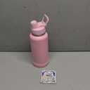 [2-IN-1 LID] Insulated Water Bottle with Silicone Boot (36hrs Cold/18hrs Hot) - DIY Stickers, Leakproof, BPA Free, 32 oz (Pink)