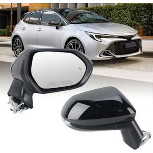 Right Passenger Side Mirror Compatible with Toyota Corolla 2020 2021 2022 2023 2024 Power Glass Manual Folding Turn Signal Indicator Blind Spot Detection Heated 7 Pins Black