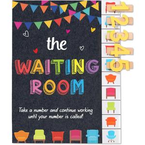 Colorful Classroom Management Waiting Room Clip Chart Teacher's Helper Waiting Room Poster Wooden Number Clips for Back to School Elementary Classroom Must Haves Teacher Supplies Bulletin Board Decor
