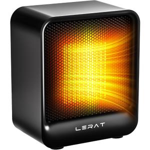 Lerat Electric Space Heater, Small Heater for Indoor Use, 500W PTC Fast Heating Portable Heaters, Overheating & Tip-Over Protection, Mini Personal Heater for Office Desk Camping, Black