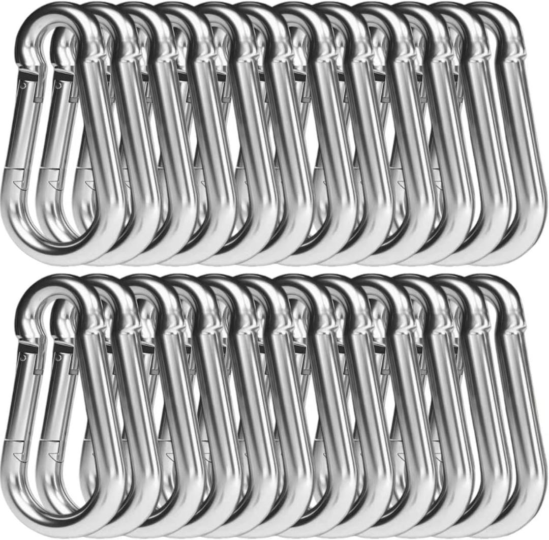 24 Pcs Small Carabiner,1.97 inch Small Spring Snap Hook, Carabiner Clips for Outdoor Camping, Swing, Hammock, Hiking, Fishing, Quick Link Keychain,for Bird Feeders or Dog Leash.M5