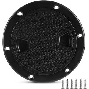Boat-Ready Black Round Non-Slip Inspection Hatches - Sizes 4", 6", 8" with Detachable Cover - ABS Plastic Screw Out Access Hatch Cover for Kayak, Yacht, Marine Accessories Black