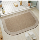 Half Circle Bath Mat, Non Slip Bath Mat, Thin Bathroom Rugs Fit Under Door Quick Dry Absorbent Washable Bathroom Mat with Rubber Backing, Brown Beige 16x24