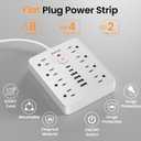 Surge Protector Power Strip - 8 Outlets(1850W/15A/14AWG) 4 USB A（2 USB C, 6FT Flat Plug Extension Cord, Wall Mount Multi Plug Outlet Extender, ETL Listed for Home