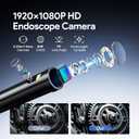 DEPSTECH Dual Lens Industrial Endoscope, 1080P Digital Borescope Inspection Camera, 7.9mm IP67 Waterproof Sewer Camera with 4.3" LCD Screen, 7 LED Lights, 16.5FT Semi-Rigid Cable, 32GB Card-Black