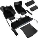 FREESOO for Tesla Model Y Floor Mats Set 9pcs - All Weather Leather Floor Mats with Removable Car Floor Mats Carpets for Tesla Model Y 2020-2024 2025 5-Seater Custom Fit Trunk Mats Cargo Liners, Black