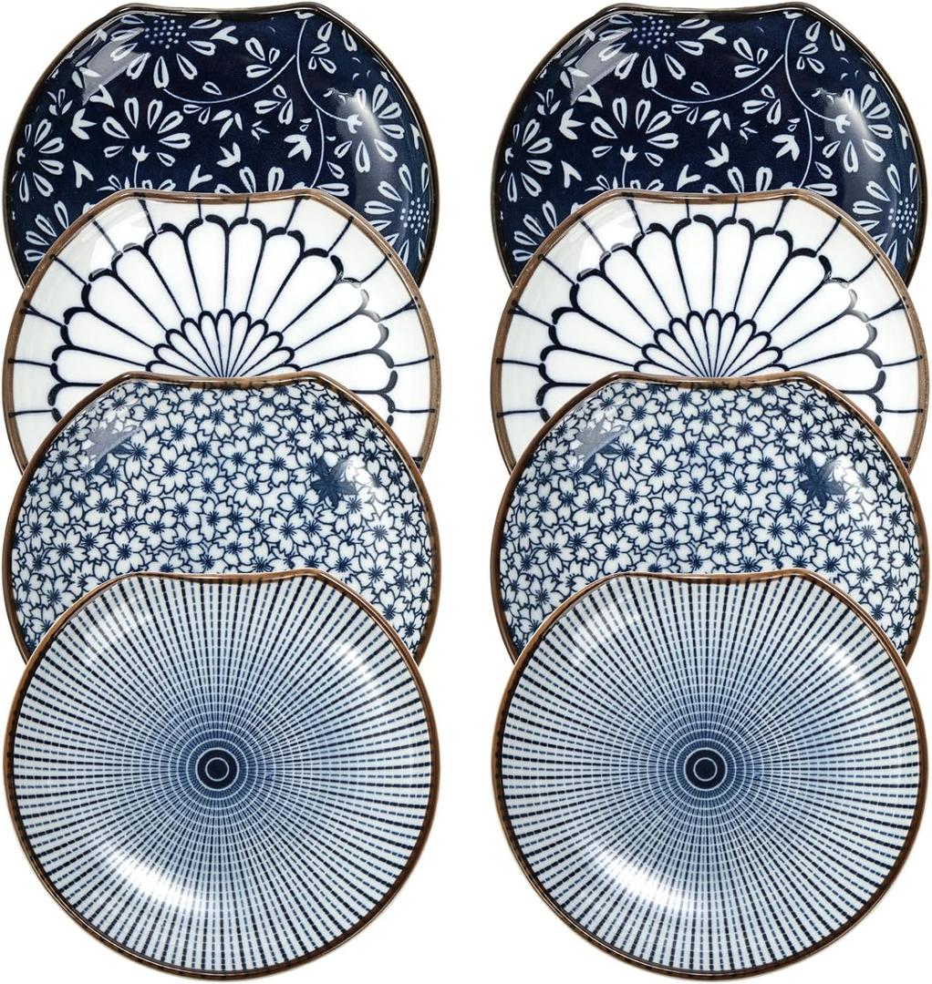 Goaste 8 Pack Ceramic Spoon Rest, 4.7" Cooking Utensil Rest Holder, Stackable Kitchen Gadget Spoon Cradle for Stove Top, Kitchen Counter, Housewarming Gifts, Vintage Blue