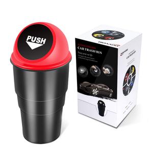 Car Trash Can Bin with Lid, Mini Garbage Cans for Back seat Leakproof Vehicle Automotive Cup Holder Car trashcan, Small Trash Bin for Automotive Office Home Kitchen (Red001)