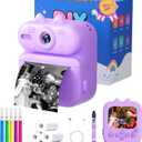Kids Camera Instant Print: Gleeglee 1080P Instant Print Camera for Kids - 32G SD Card - Lanyard - Christmas Birthday Gifts for Girls Boys - Portable Toy for 3 4 5 6 7 8 9 10 Years Old, Purple Cat