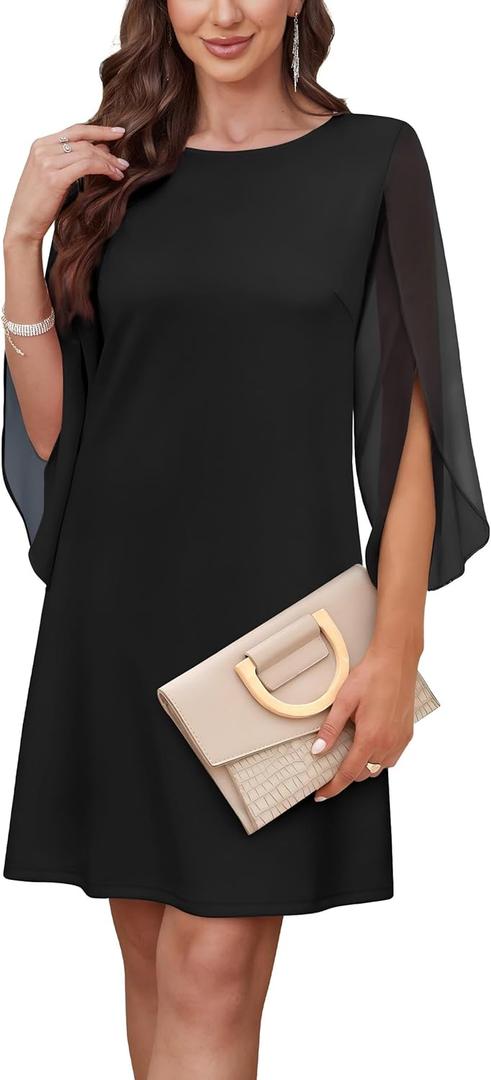 RUMIA Womens Cocktail Dresses Flutter Sleeve Wedding Guest Dresses for Women 2025 Trendy (Medium, Black)