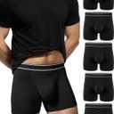 TIICHOO Mens Incontinence Underwear Washable Urinary Leakproof Underwear Cotton Boxer Briefs 100ml Absorbency 5 Pack (3X- Large, Black)