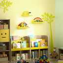 Veluckin Floating Shelves for Kids Room Nursery Wall Decor Display Compact Style for Livingroom Bedroom Bathroom3 PackE1 (Yellow Sun+yellow Umbrella+yellow Rainbow)