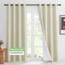 KGORGE Soundproof & Dust Particle Filtering Curtains 100% Blackout Window Cover Thermal Insulating Energy Smart Curtains for Living Room Bedroom Baby Nursery, W 52 x L 108 inches, Cream Beige, 1 Pair (52"W x 108"L (Pack of 2))