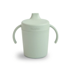 mushie Trainer Sippy Cup | Made in Denmark | Leak Resistant Twist-Off Lid & Handles | 6 Months + (Sage