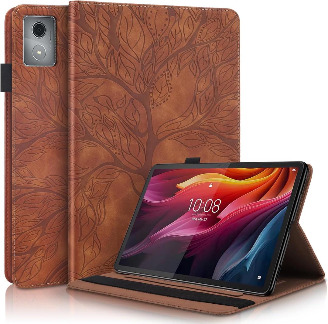 TIPOYOROO Case for Lenovo Tab M11/ K11 LTE 11 Inch 2024 (TB330FU) PU Leather Protective Case Lightweight Flip Stand with Elastic Band & Card Holder - Brown