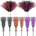 Giegxin 24 Pcs Christmas Artificial Glitter Berry Stem Ornament 17 Inch Fake Picks Branches Decorative Glitter Stick for Vase Christmas Tree DIY Wreath Craft Fireplace(Black, Purple, Orange)