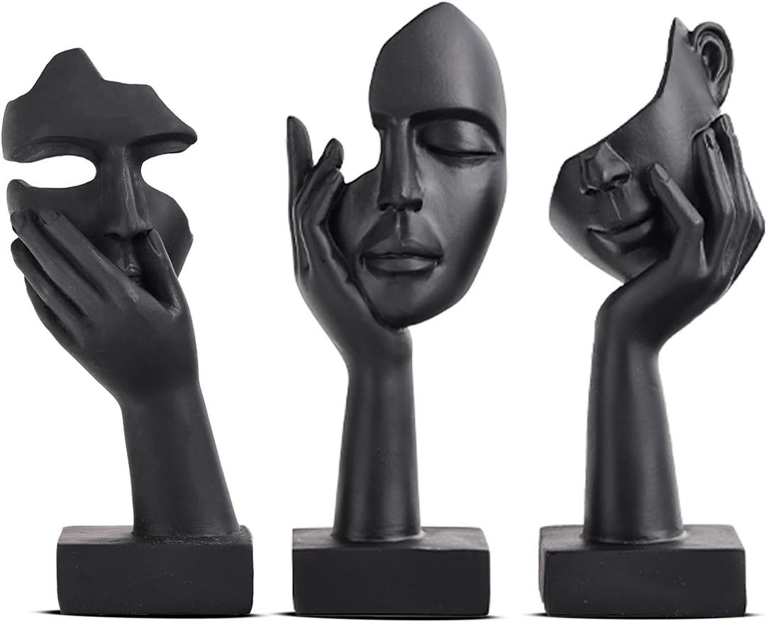 3 Pcs Thinker Small Statue Set - Black Art Abstract Home Accent Figurines for Decor Bedroom, Shelves, Living Room Coffee Table, Office Desktop (3 Pcs Black, 6") 3 Pcs Thinker Small Statue Set - Black Art Abstract Home Accent Figurines for Decor Bedroom, Shelves, Living Room Coffee Table, Office Desktop (3 Pcs Black, 6")