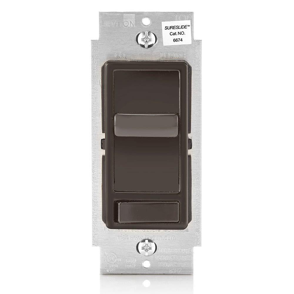 Leviton SureSlide Dimmer Switch for Dimmable LED, Halogen and Incandescent Bulbs, 6674-P0B, Brown